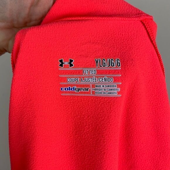 Under Armour Orange Youth Fitted Coldgear  Shirt Sz Lg‎ - Picture 7 of 8